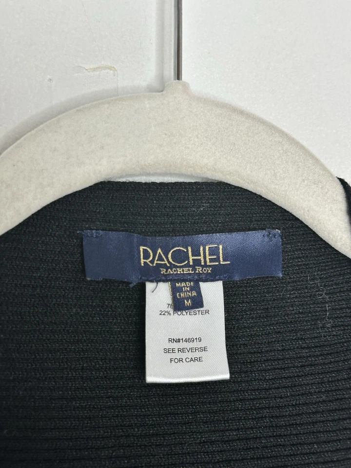 Cárdigan abierto Rachel Roy para mujer negro cocoon manga Dolman suéter talla M Foto 3 de 4