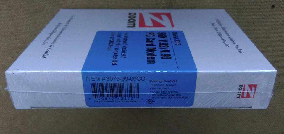 Vintage Zoom 3075 56k V.92/V.90 PC Card Modem. PCMCIA. New original Sealed box! - Image 2 of 4