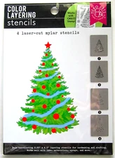 Christmas Tree Color Layering Stencil by Hero Arts 4 Stencils SA200 NEW!