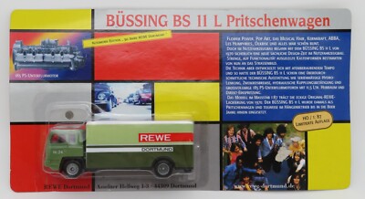 GRELL HO 1/87 TRUCK TRAILER TRUCK BÜSSING BS 11 L 1970 REWE DORTMUND IN BOX