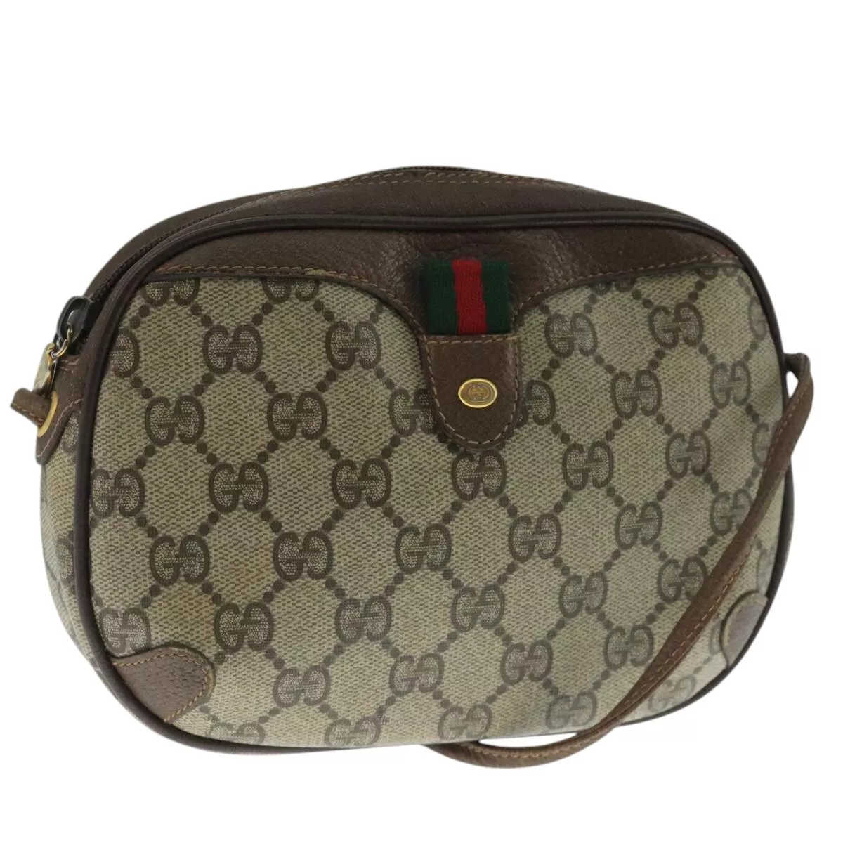 Sac à bandoulière GUCCI Web Sherry Line GG Supreme PVC beige 89 02 066 authentique 105476