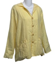 Flax By Jeanne Engelhart Linen Jacket Petite Warm Yellow Button Top Lagenlook P
