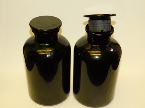 2 Large Black Glass Food Storage Jars Curing Herbs Canister, 2L UV Apothecary - Picture 9 of 10