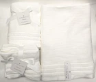 HOTEL BALFOUR 100% COTTON WHITE TEXTURED BATH,SET OF 2 HAND,5 WASHCLOTH TOWEL