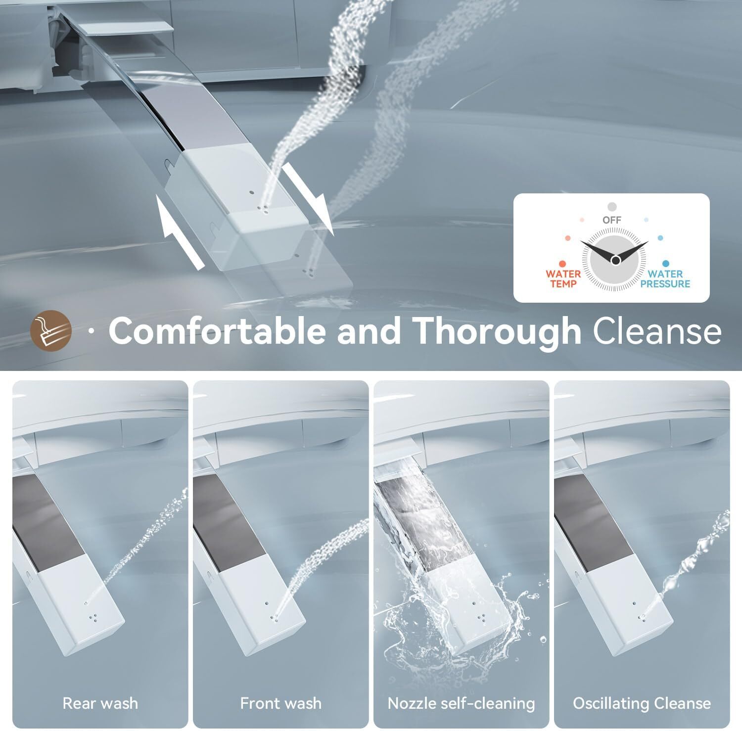 Smart Toilet with Pump-assist Flush and Kick Flush Bidet Warm Water heated seat