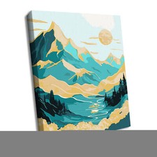 Ideyka Painting by Numbers kit Sunrise in the mountains with extra metallic p...