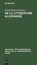 De La Litterature Allemande, Hardcover by Gro...