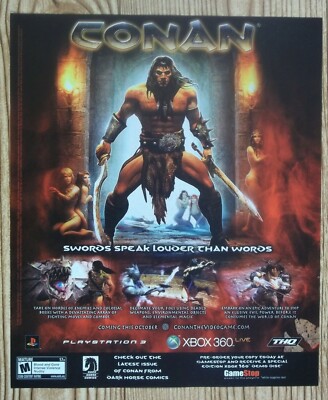 Conan The Video Game Promo Xbox 360 PS3 2007 Vintage Print Ad/Poster Fantasy Art