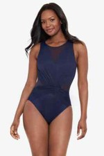 Miraclesuit Palma One Piece Swimsuit Midnight Blue Size 8 Slimming Shaping Suit
