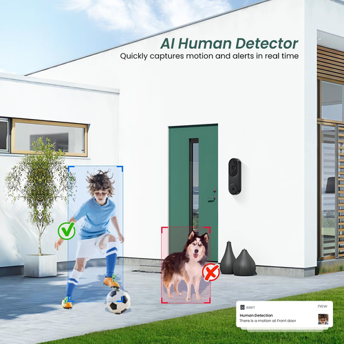 1080P Video Doorbell Camera Wireless with Chime, AI Human Detection, 2-Way Audio - Picture 2 of 9