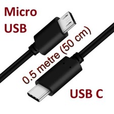 USB Type C to Micro USB Data & Sync OTG charging cable - Black 0.5m NEW UK STOCK