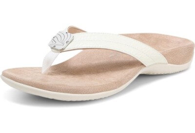 Vionic Avena Thong Post Sandal Arch Support Womens 11 White Orthotic New