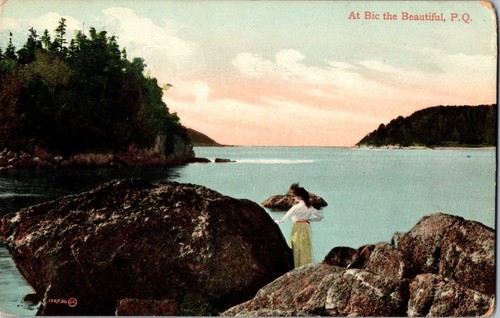 Bic the Beautiful Parc national du Bic Quebec Pretty Lady Onlooker Postcard QC