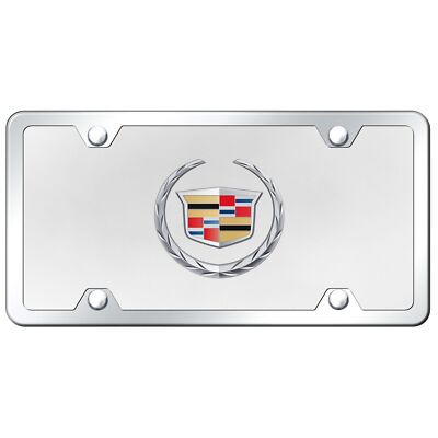 Cadilac Logo License Plate Kit (Chrome on White)