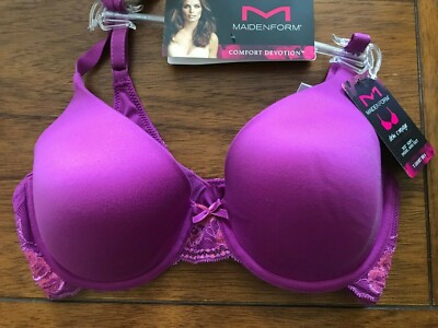 New Maidenform Purple Lace 09441 Demi Coverage T-Shirt Underwire 32A 34C Bra