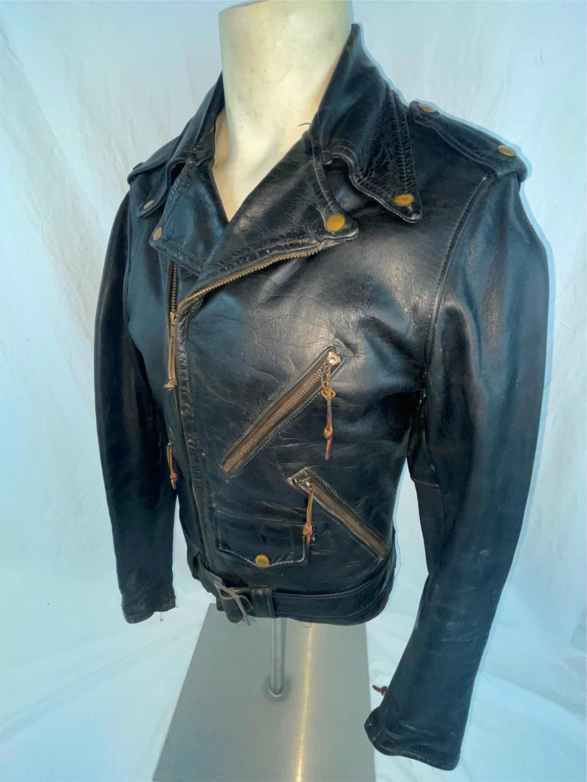 GIACCA VINTAGE ANNI 50 60 UOMO SM GRIGIO PELLE DI CAVALLO PONY MOTO BIKER HARLEY