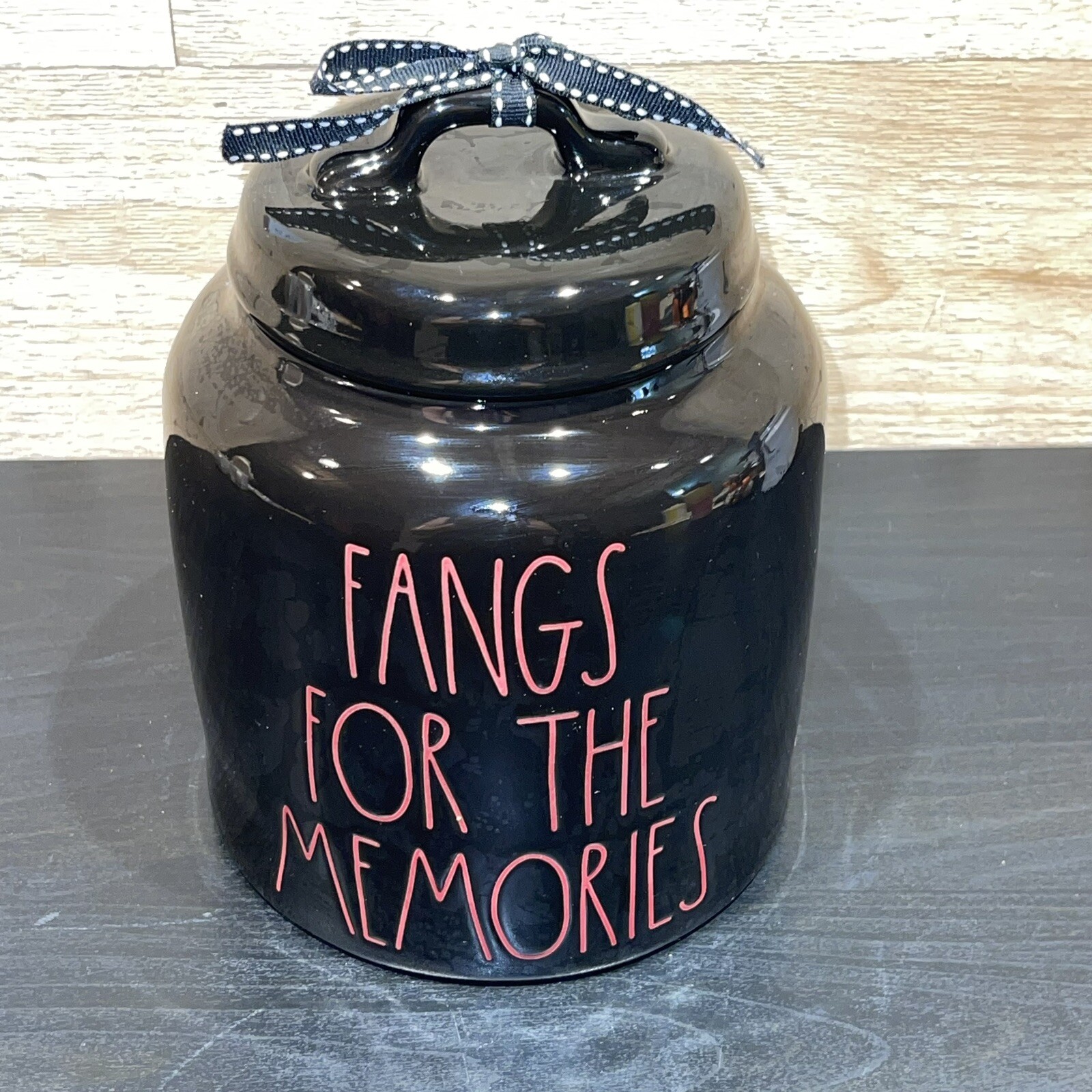 Rae Dunn Fangs Memories Black Ceramic Canister