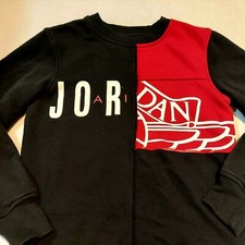 AIR JORDAN Jumpman Sweater Youth Small Red Black Pullover Sweatshirt Spellout