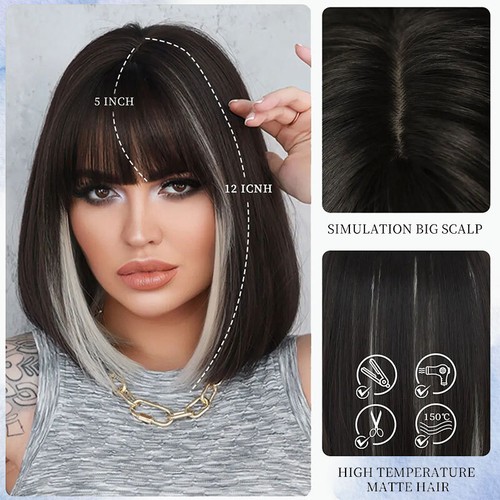 Women Short Bob Wigs Hair Straight Colorful Hair Wig Cosplay Daily Party Wig US - Picture 7 of 67