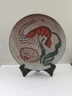 Beautiful Vallauris earthenware plate, shrimp, sea urchin. signed in reverse