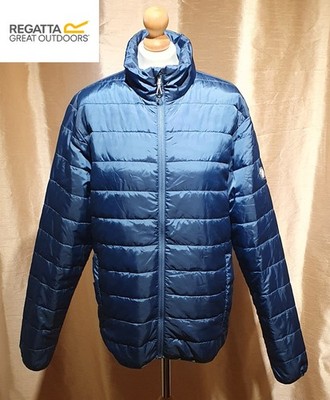 Regatta Herren glänzend blau leichte packbare gefütterte Jacke Gr. L wattierter Mantel