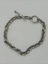 Vtg Sterling Silver 925 Chain Link Dangle Bracelet 7.5" or 8"