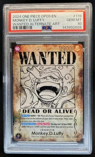 2024 One Piece Emperors New World Monkey D Luffy Wanted Alt Art #OP05-119 PSA 10