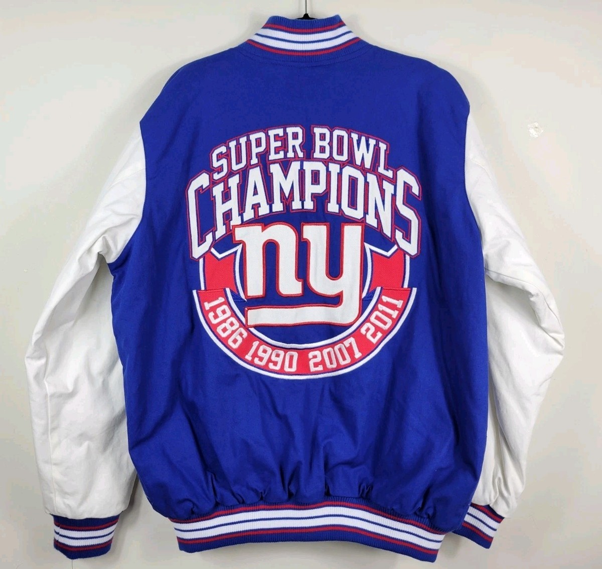 New York Giants NFL Super Bowl XXV XXI XLVI XLII Varsity Jacket G
