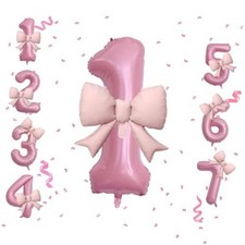 40 Inch Pink Number Balloons 21 Inch Pink Bow Balloons Pink 1 Balloon Number1