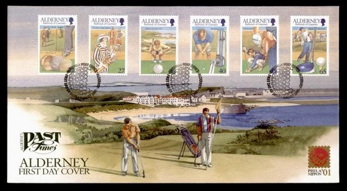 DR WHO 2001 ALDERNEY GUERNSEY FDC GOLF COMBO w29684