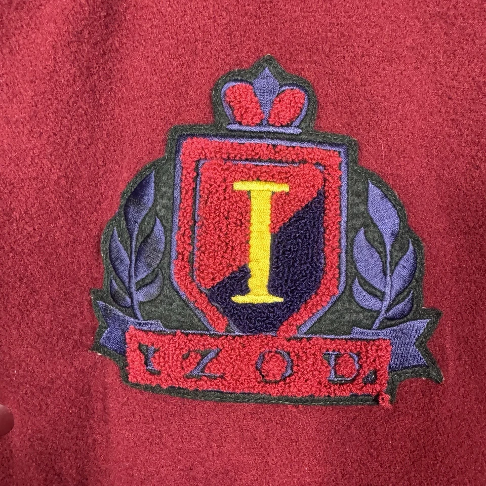 Vintage Izod Lacoste Jacket Men L Wool Varsity Collegiate Bomber Letterman Crest - Image 3 of 4