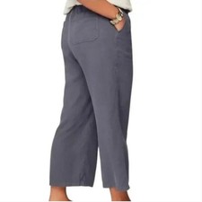 NWT J. Jill Linen Blend High Waist Dark Gray Wide Leg Cropped Pants Size Large