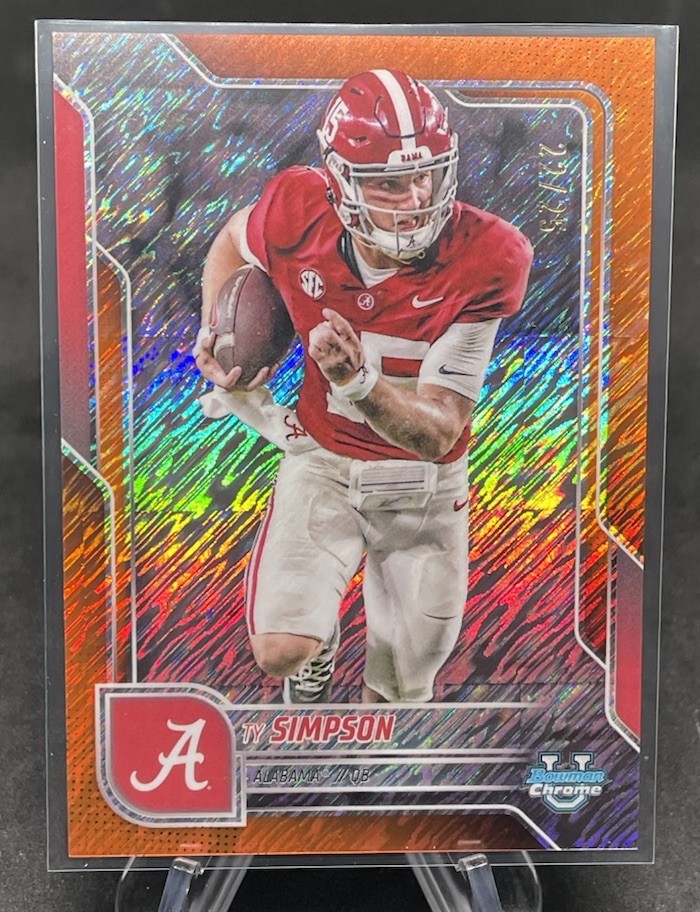 2025 Bowman University Chrome - Ty Simpson #151 Orange Shimmer Refractor /25