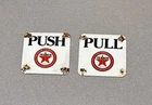 VINTAGE TEXACO DEALERSHIP DOOR PUSH SET PORCELAIN SIGN CAR GAS OIL MOTORCYCLE