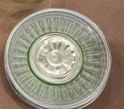 4 Green Depression Glass Hazel Atlas New Century Uranium glass Breakfast Plates