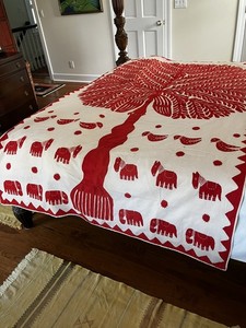 TREE OF LIFE  QUILT BEDSPREAD COTTON HANDMADE INDIAN COVERLET/SPREAD
