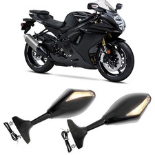 For Suzuki GSXR 750 GSXR 600 L&R Motorcycle Rearview Mirrors w/ LED Turn Signals