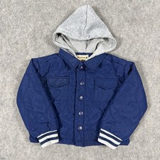 BEARPAW Quilted Puffer Snap-Button Long Sleeve Jacket Toddler Kid's Sz 18M Blue