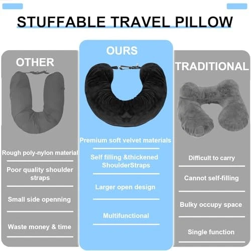 Soft Velvet Stuffable Travel Neck Pillow Cover for Comfortable Journeys
