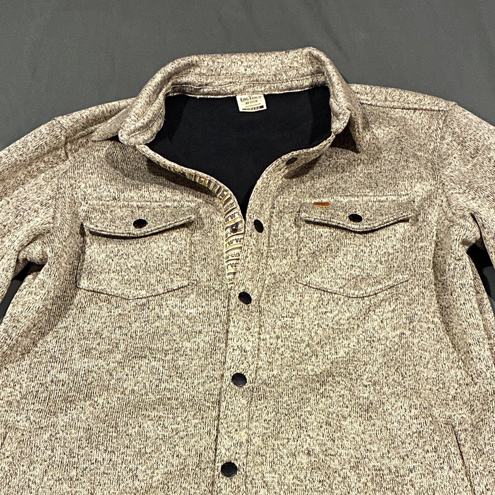 King Ranch Men's Gray Lined Button-Front Jacket M Spread Collar Chest Pockets image 1