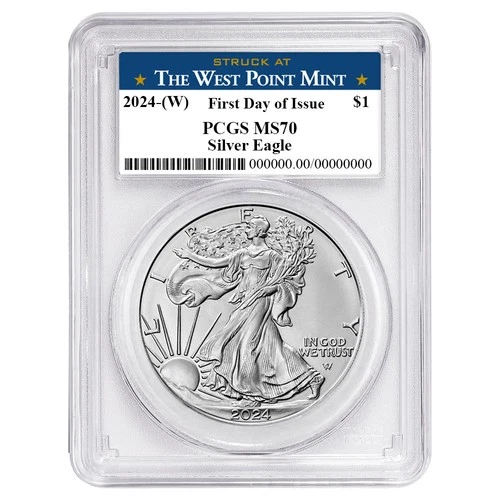 2024 (W) $1 American Silver Eagle PCGS MS70 FDOI West Point Label