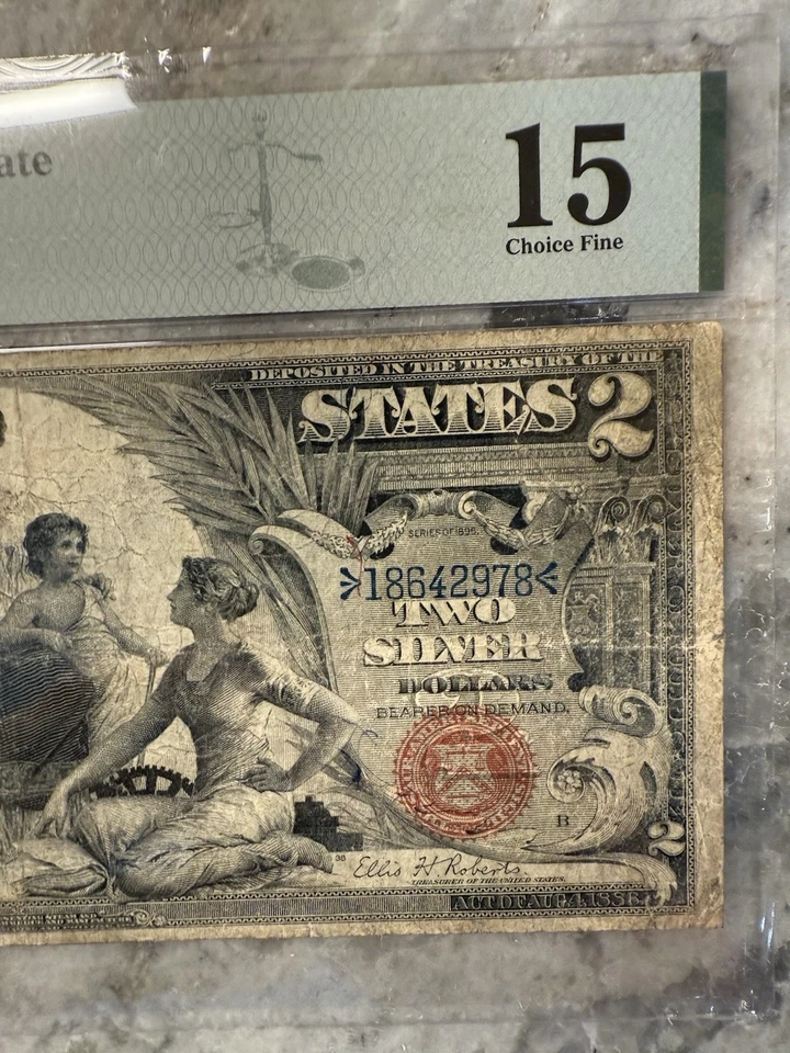 1896 $2 Educational Series Silver Certificate Fr#248 PMG 15 Choice Fine - Image 4 of 4