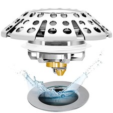 Anlige Bathtub Drain Stopper, Pop Up Tub 2.3 x 2.3 x inches, Silver