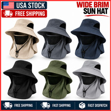 Wide Brim Sun Hat UV Protection Bucket Cap For Hiking Camping Fishing Safari Men