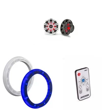 Kicker 45KM84L 8" LED Marine Speakers & 51KLSR88 - 8.8-Inch to 8-Inch LED Ada...