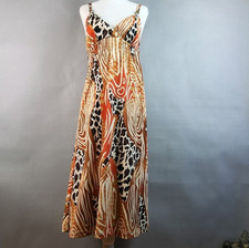 ALYN PAIGE Wmns M Graphic Animal Print Midi Sun Dress Cross Back ComfortCore 