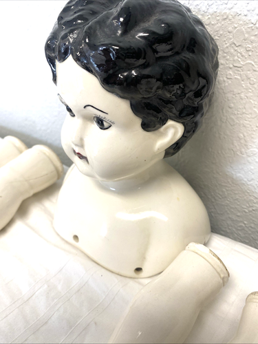 Muñeca de cerámica pelo rizado grande vintage piezas cabeza brazos piernas porcelana - Imagen 5 de 19