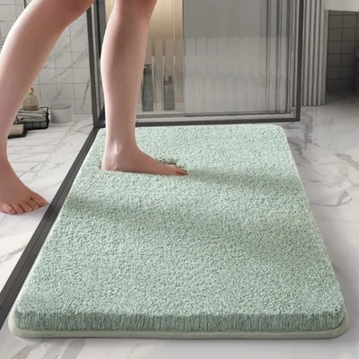 Long Cotton Plush Bath Mats,Super Absorbent Quick Drying Foot Mat Soft Anti Slip