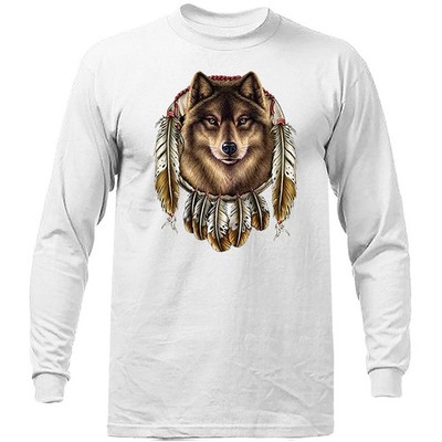 Wolf Dreamcatcher Native American Wilderness Animal Long Sleeve Shirt