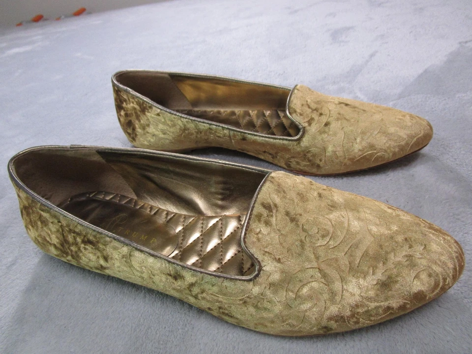 Ivanka Trump Shoes Womens Size 10 Gold Velvet Loafers Smoking Slipper KENNI2 - Image 3 of 4